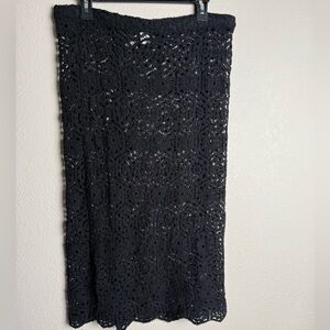 H&M Women Size 8 Black Knit Swimsuit‎ Cover Up See through Skirt